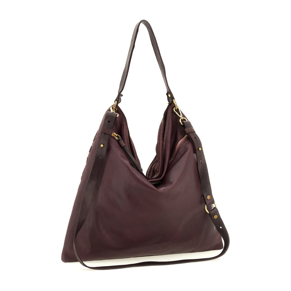 Leather Clutch Pochette Color Prugna Shoulder Bag Napoli Purple